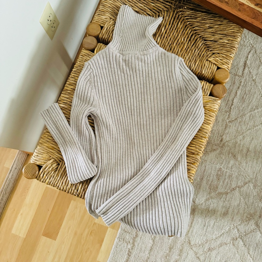 Express Nude Ribbed Turtleneck Sweater Size XS